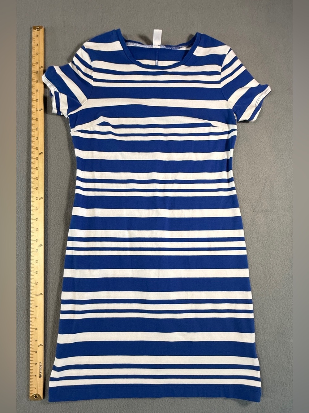 Old Navy Blue and White Striped Short Sleeve Knit Dress